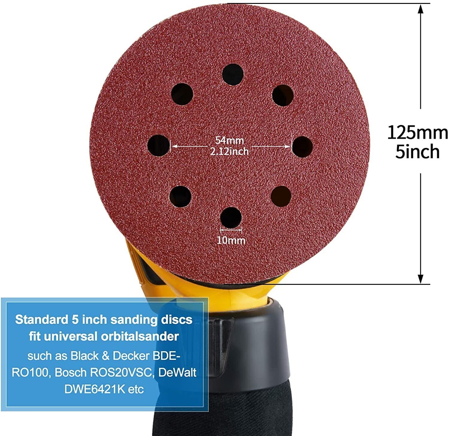 100 DISC VARIETY PK Sanding Discs 5 inch 8-Hole Hook & Loop Orbital Sander Paper