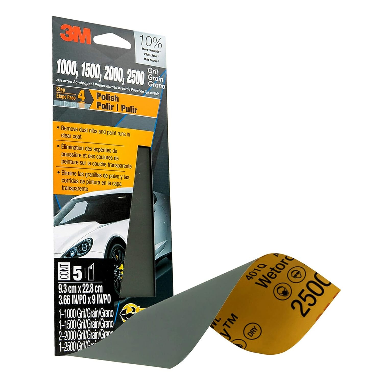 3M Wetordry Sandpaper 03006 Assorted Grits (1000 1500 2000 2500) 3 2/3 in x 9 in