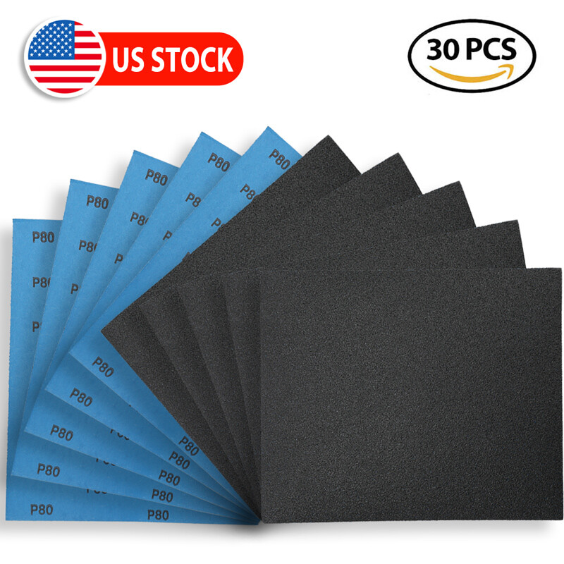 9″x11″ SANDING SHEETS Wet/Dry Silicon Carbide Sandpaper Grits 80-3000 Grit 30PCS