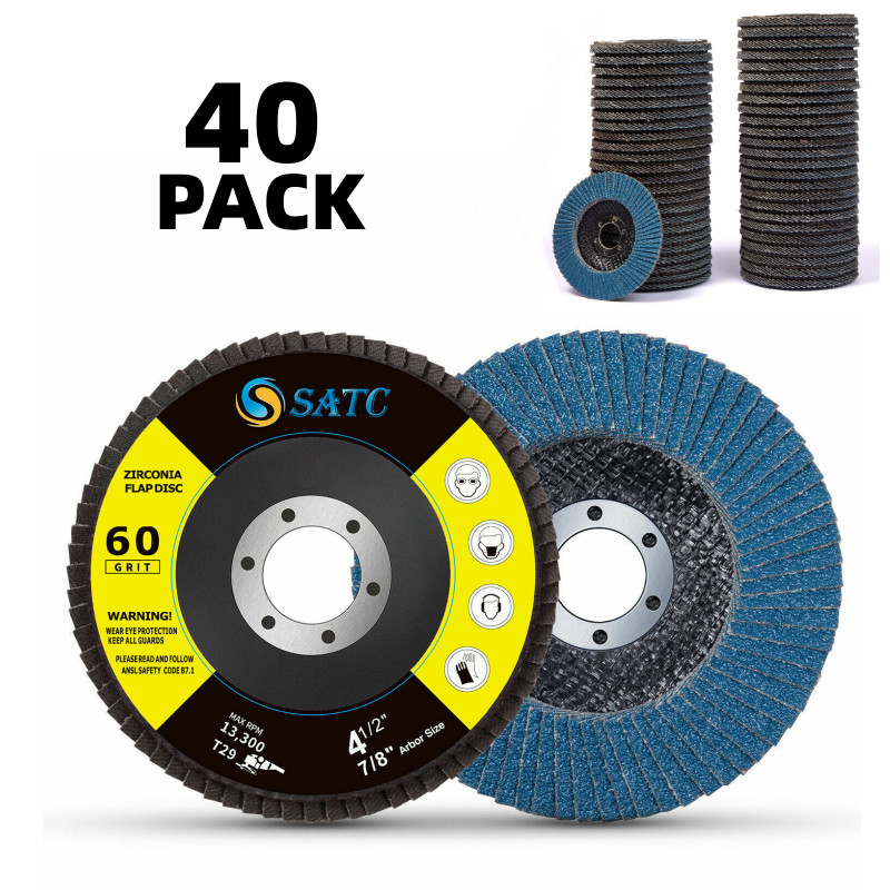 40PCS 60 Grit 4-1/2″Zirconia Flap Disc 4.5inch Grinder Sanding Grinding Wheel