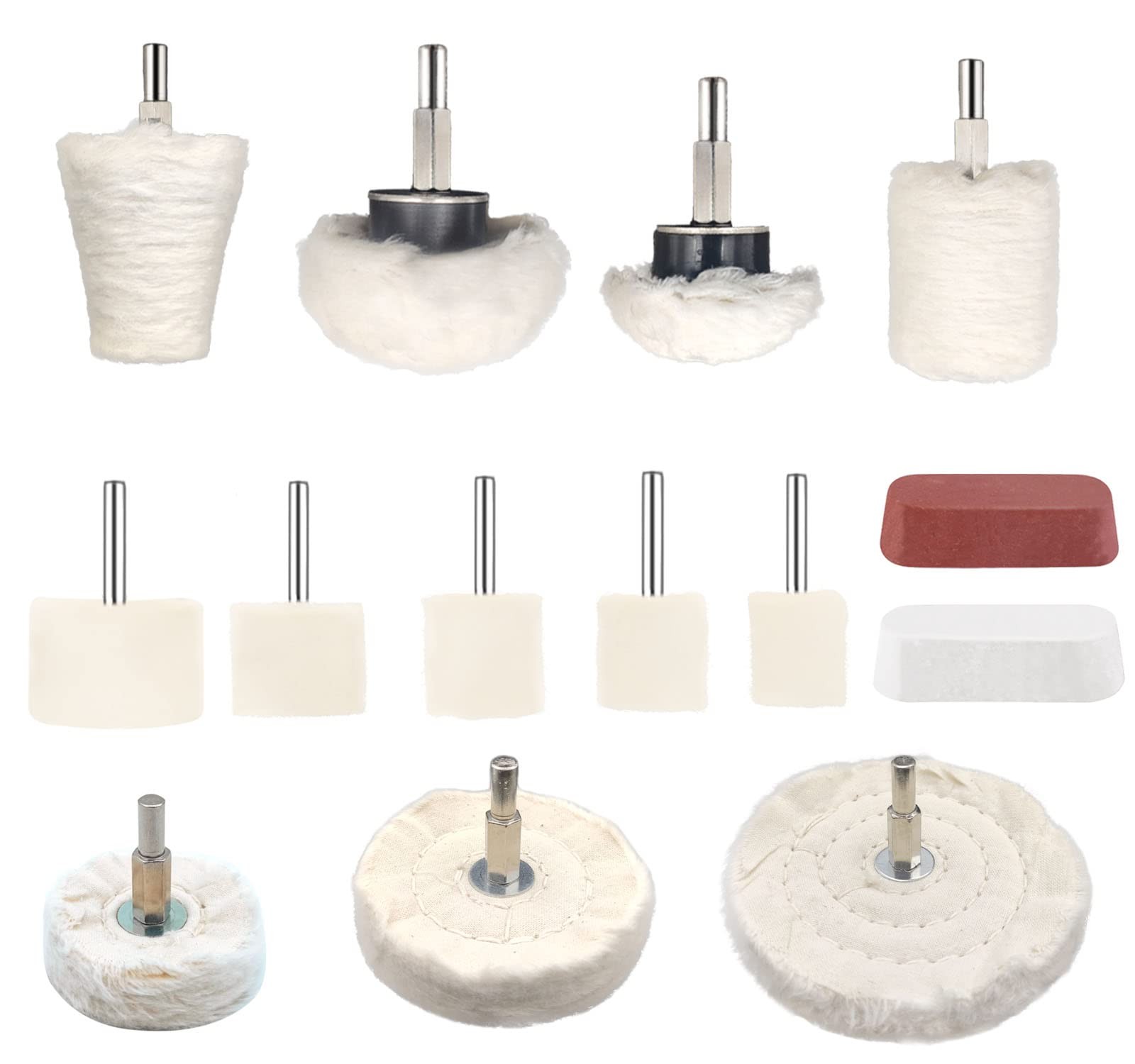 Tworider 14 Pcs Polishing Wheel Kit for Drill – Buffing Pad Set With 2 Compo…