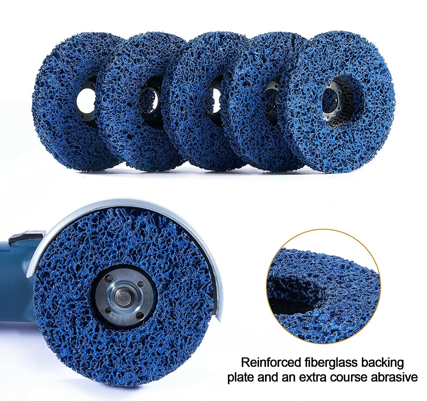 5PCS 5″ x 7/8″ Blue Strip Clean Disc Paint Stripping Rust Removal Sanding Wheels