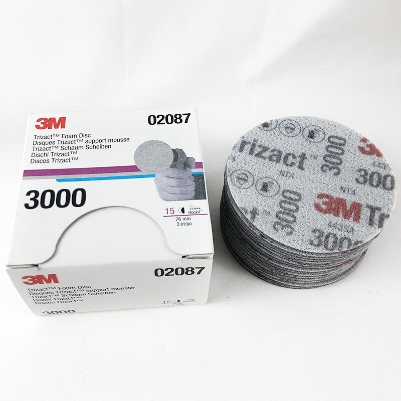 3M 02087 Trizact Hookit 3 Inch P3000 Grit Foam Disc Automotive – 15PCS/Box