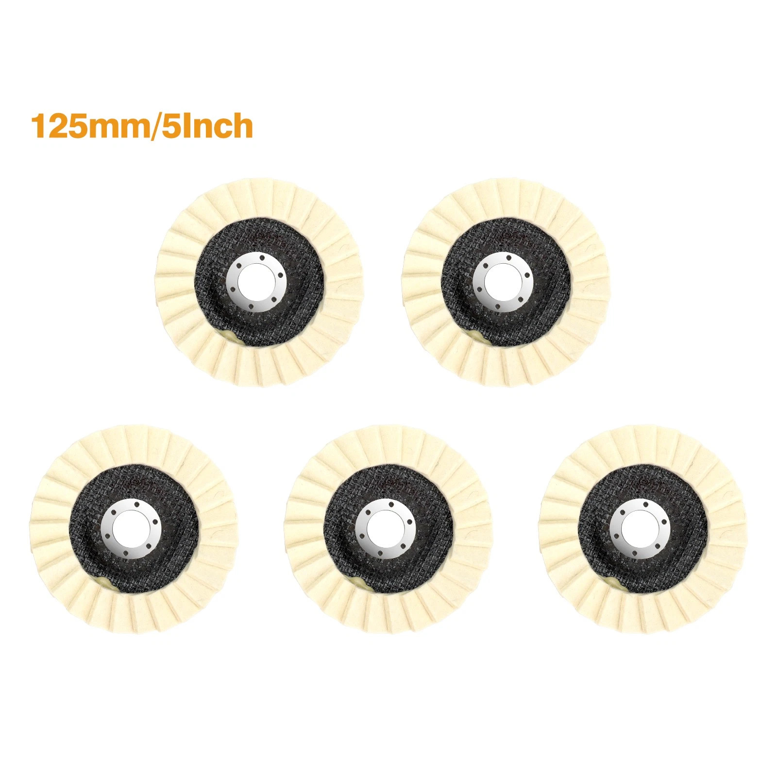 5pcs 5″ Wool Polishing Wheels Buffer Pads Flap Felt Polishing Finishing Disc