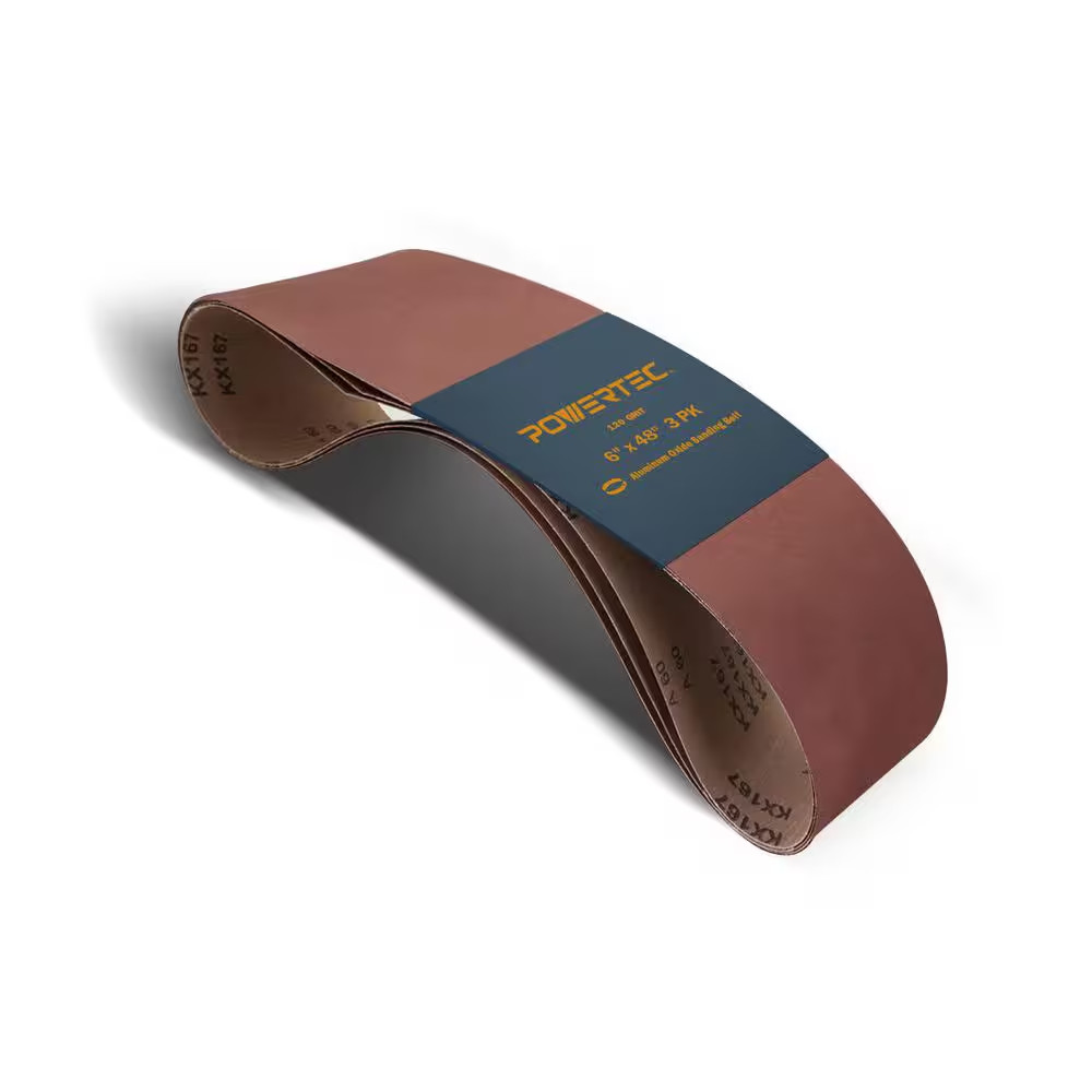 6 In. X 48 In. 120-Grit Aluminum Oxide Sanding Belt for Bench Belt Sander (3-Pac