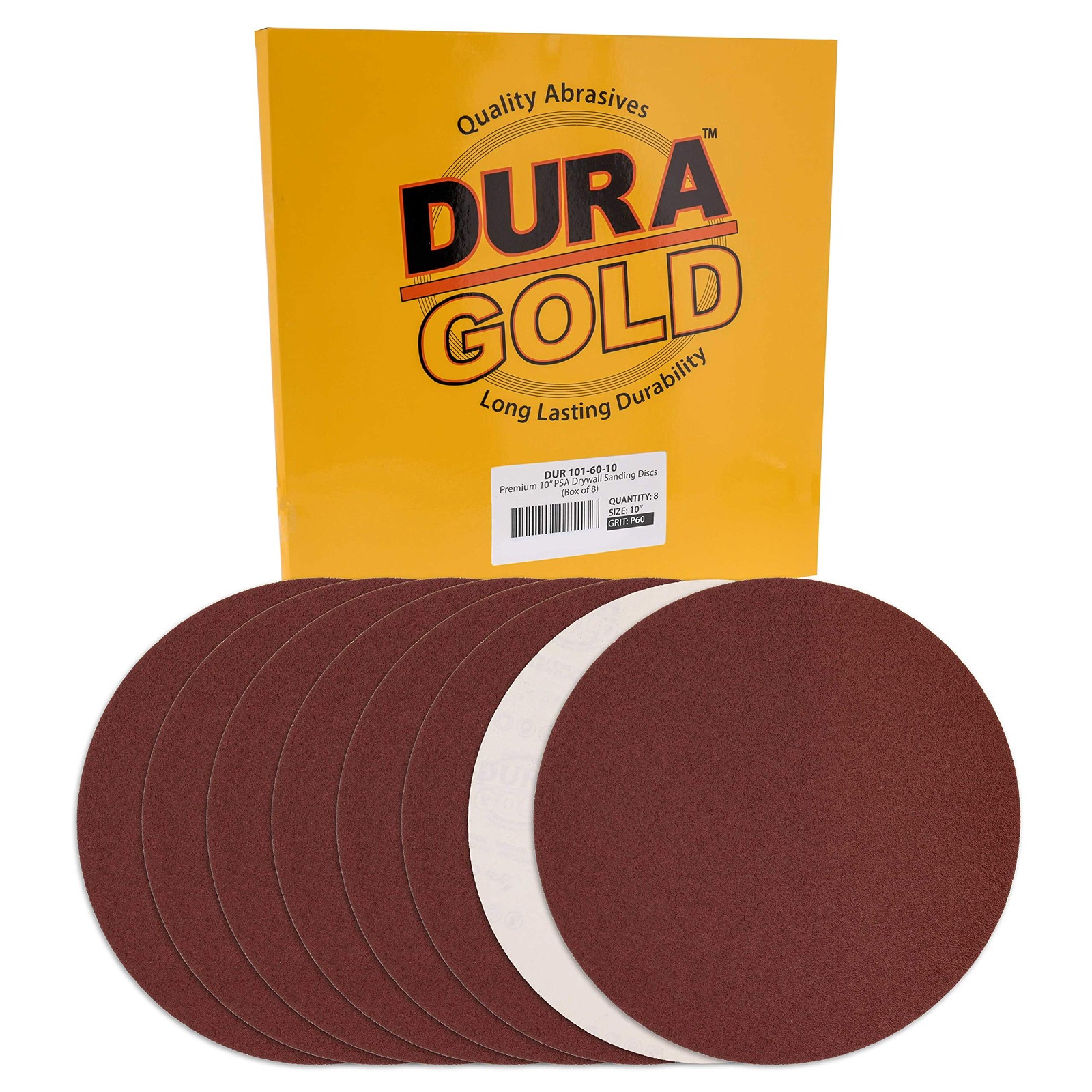 Dura-Gold Premium 10″ Sanding Discs – 60 Grit (Box of 8) – Sandpaper 60-Grit