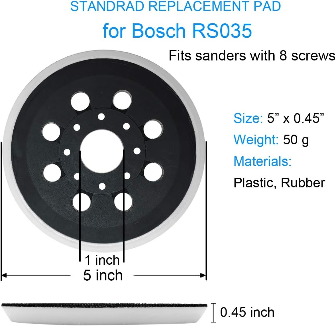 5 Inch 8 Hole Hook-&-Loop Sander Backing Pad Replacement Sanding for…