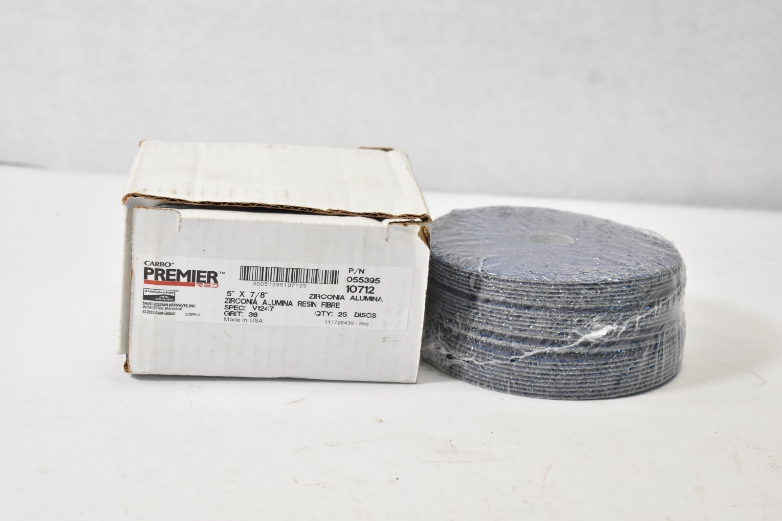 25 Carbo Premier Zirconia Alumina Resin Fibre Grinding Disc Abrasives 5″ x 7/8″