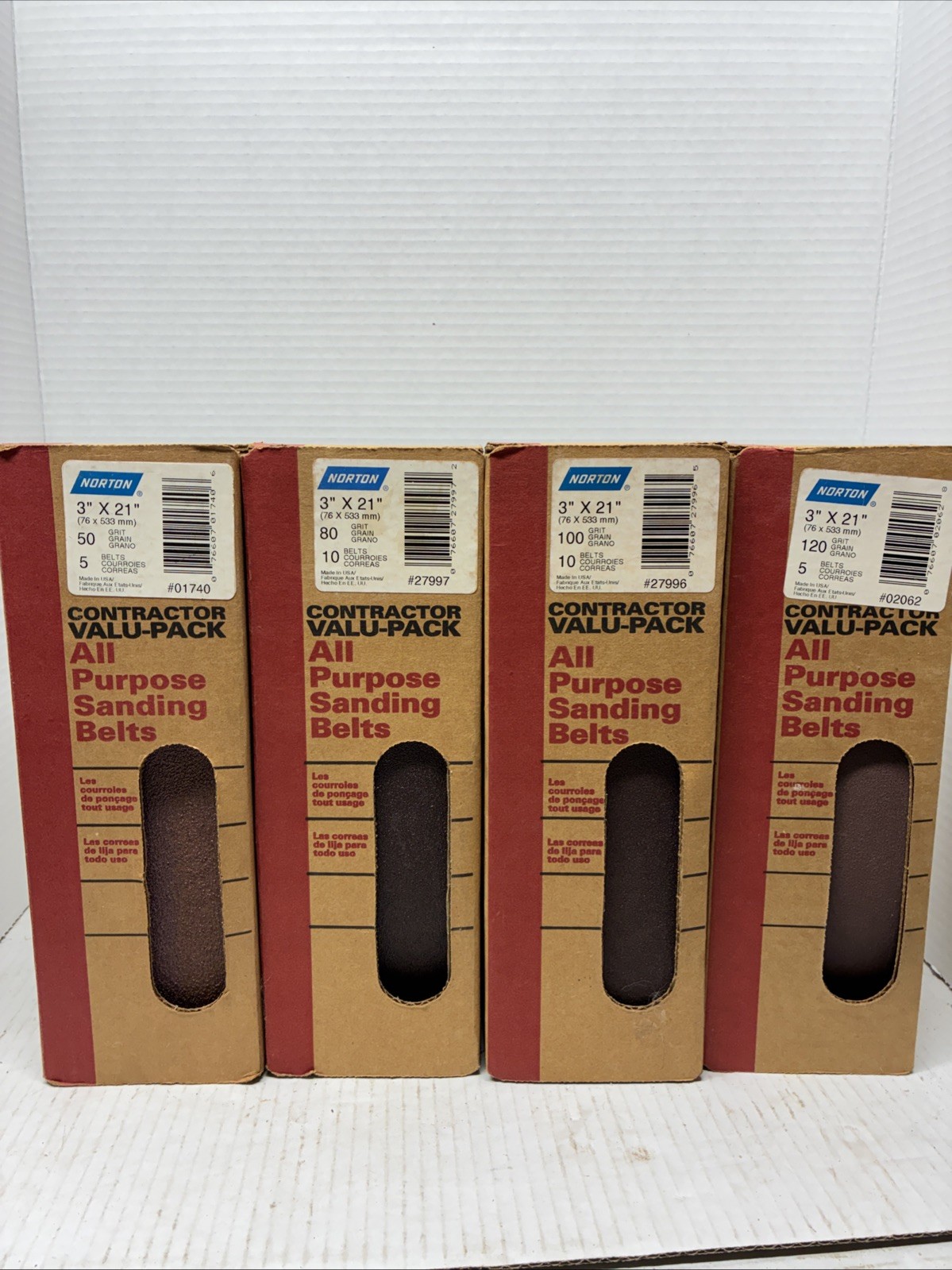 Lot Of 4 Boxes Of 3″ X 21″ Aluminum Oxide Belt Open Boxes See Description