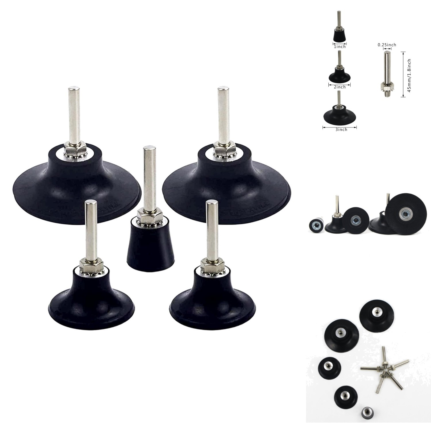 5 Pack Quick Change Disc Pad Holder 1″ 2″ 3″ Roloc Type 1/4″ Shank Die Grinder