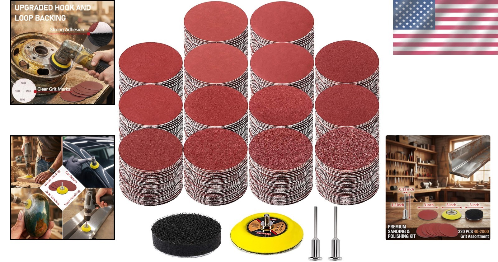 320PC 3″ Sanding Discs with 40-2000 Grit – Perfect for Wood & Metalwork