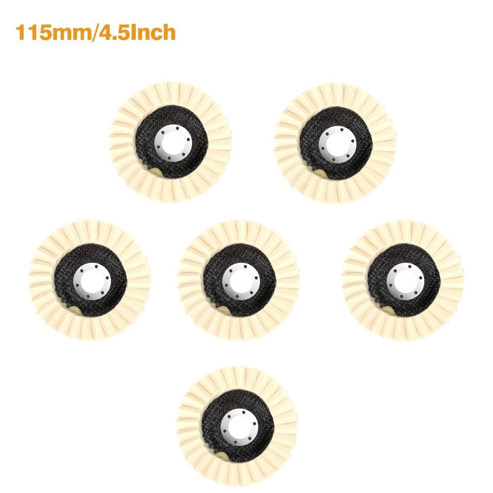 6Pcs Wool Polishing Wheel Buffing Pads Flap Disc For Metal Wood Angle Grinder