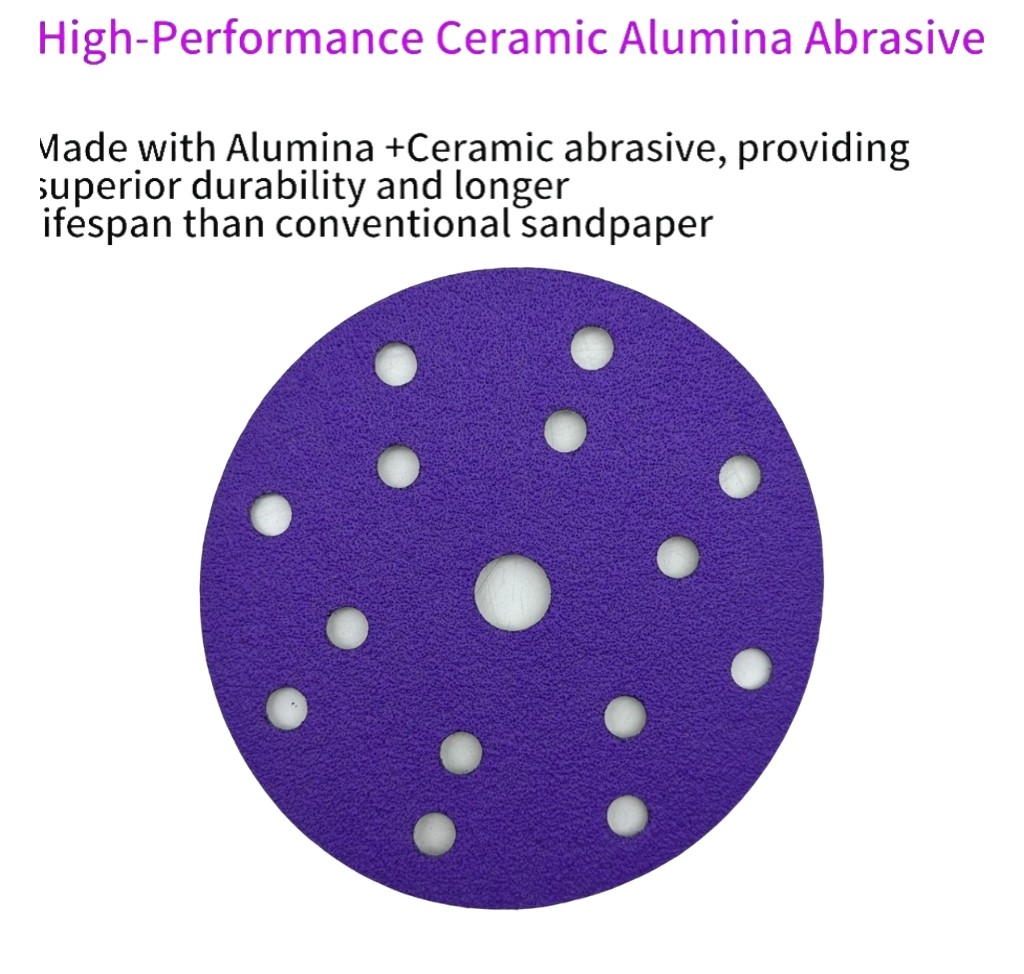 100PCS 6″ Premium Ceramic Sanding Disc Sandpaper Hook Loop 15-H 150mm 60-800#