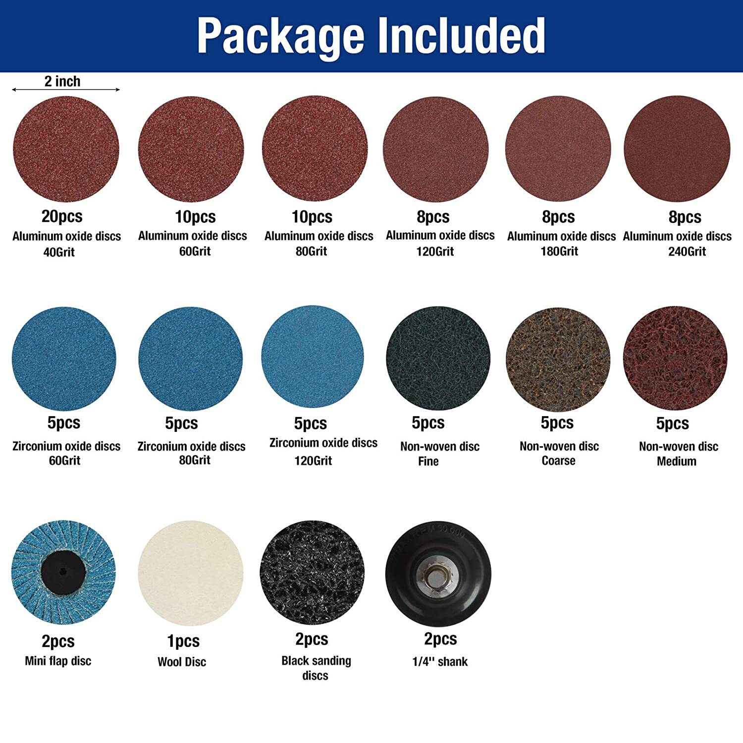 WORKPRO 101PC Sanding Disc Set w/1/4″ Holder 2″ Discs Surface Conditioning Discs
