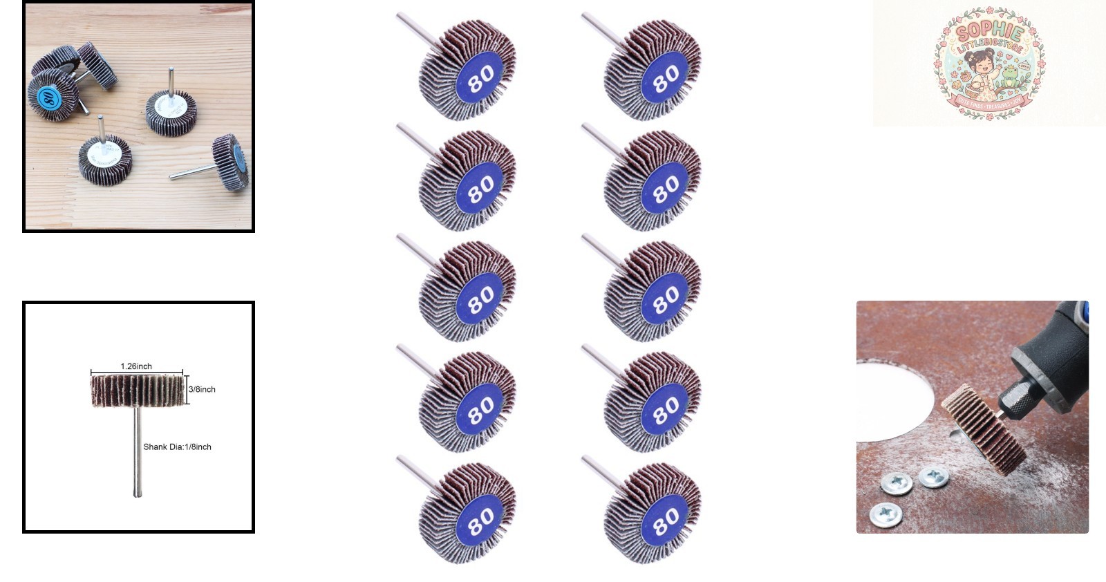 Efficient 10 Pack 80 Grit Flap Wheels for Grinding & Polishing – 1/8 Rpm