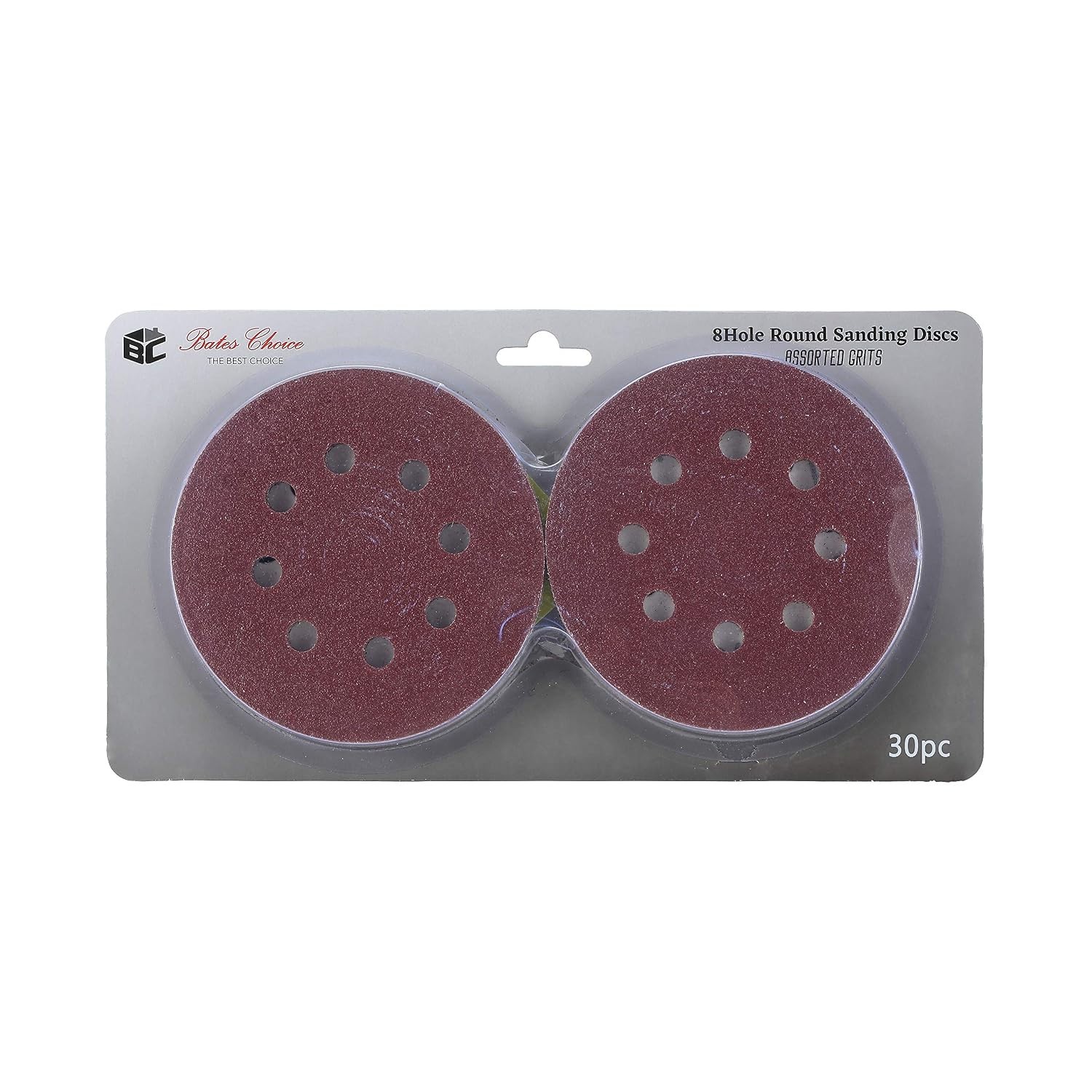 Bates 5 Inch Sanding Discs – 30 Count, Assorted Grits for Finishing Work