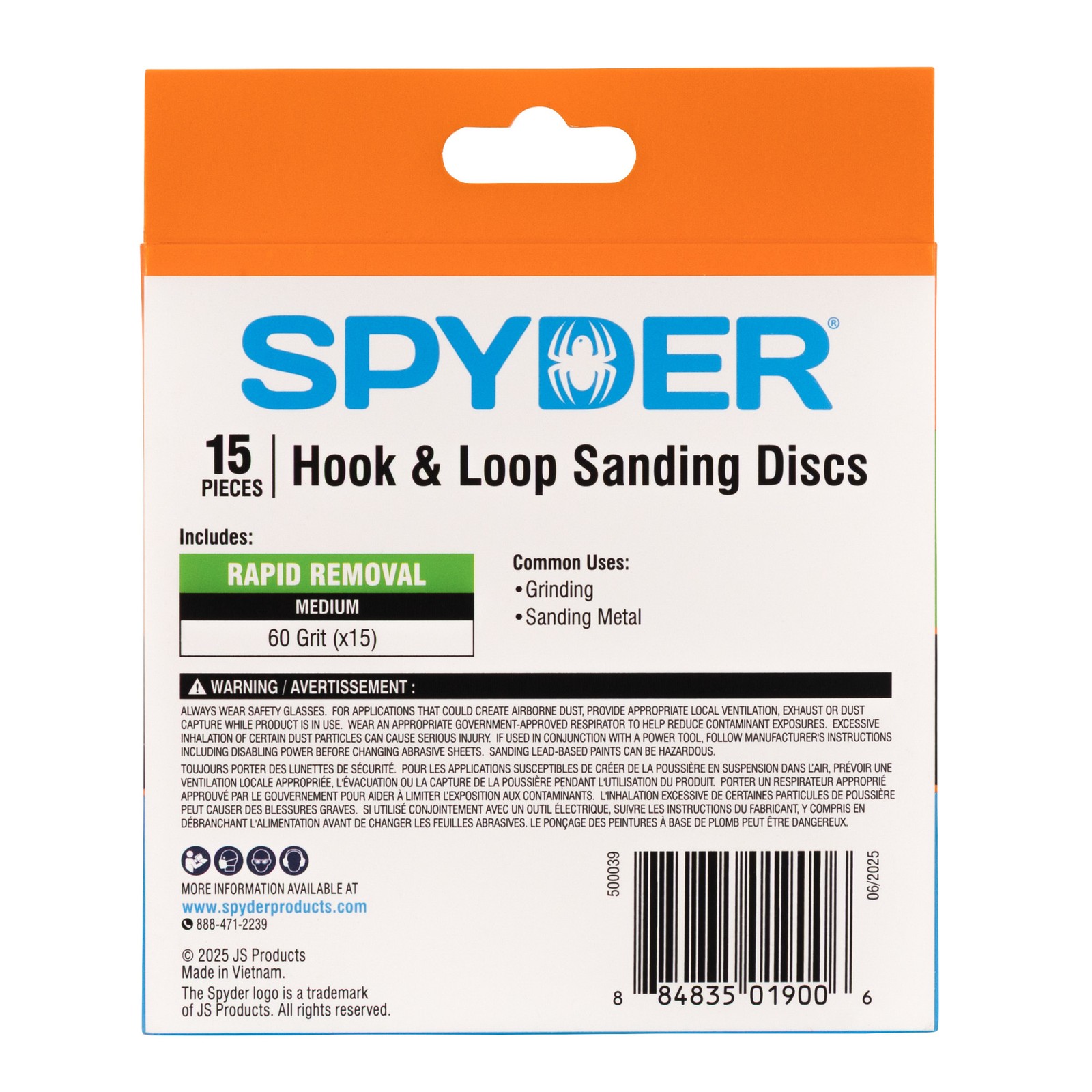 Spyder 5 in. x 8-Hole 80 Grit Ceramic Sanding Discs 15-Pack 500040