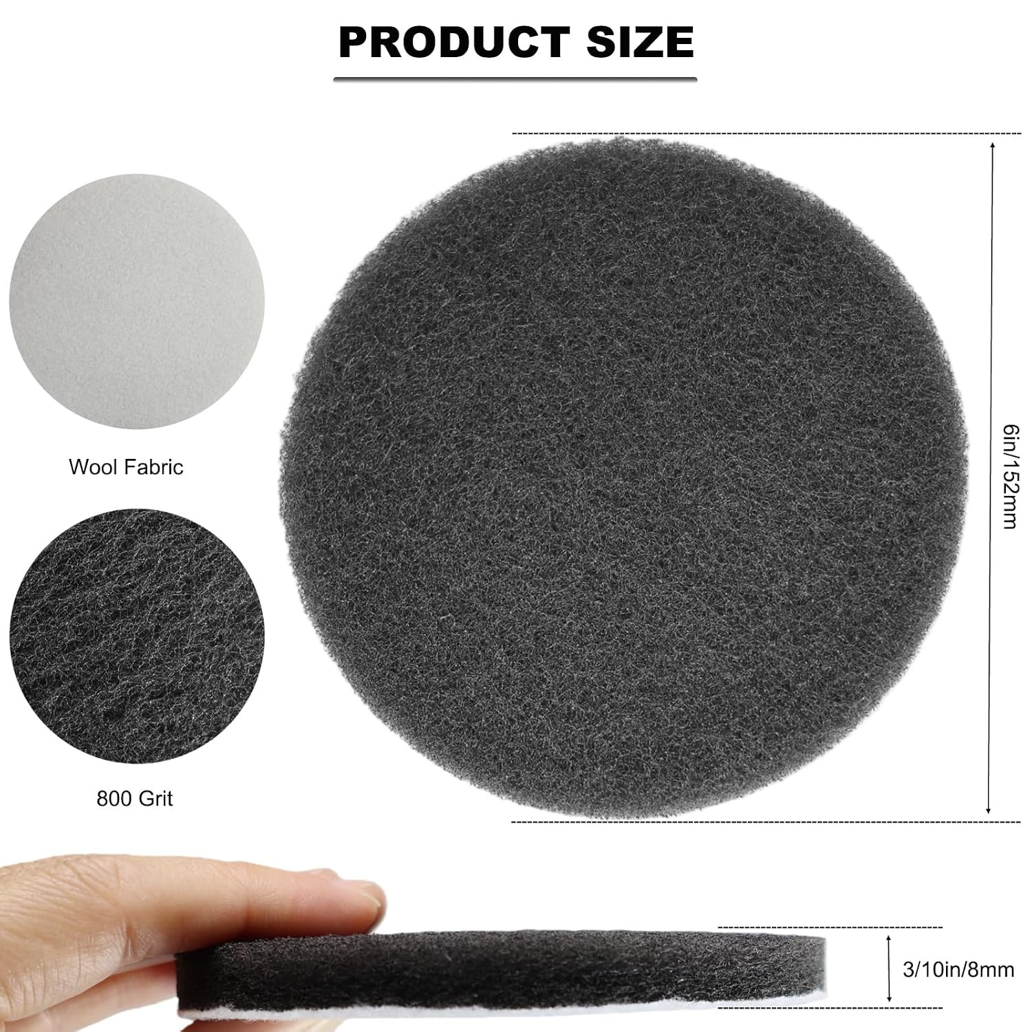 10 Pack 6 Inch 800 Grit Multipurpose Grey Scrubber Scouring Pads Flocking Scuff