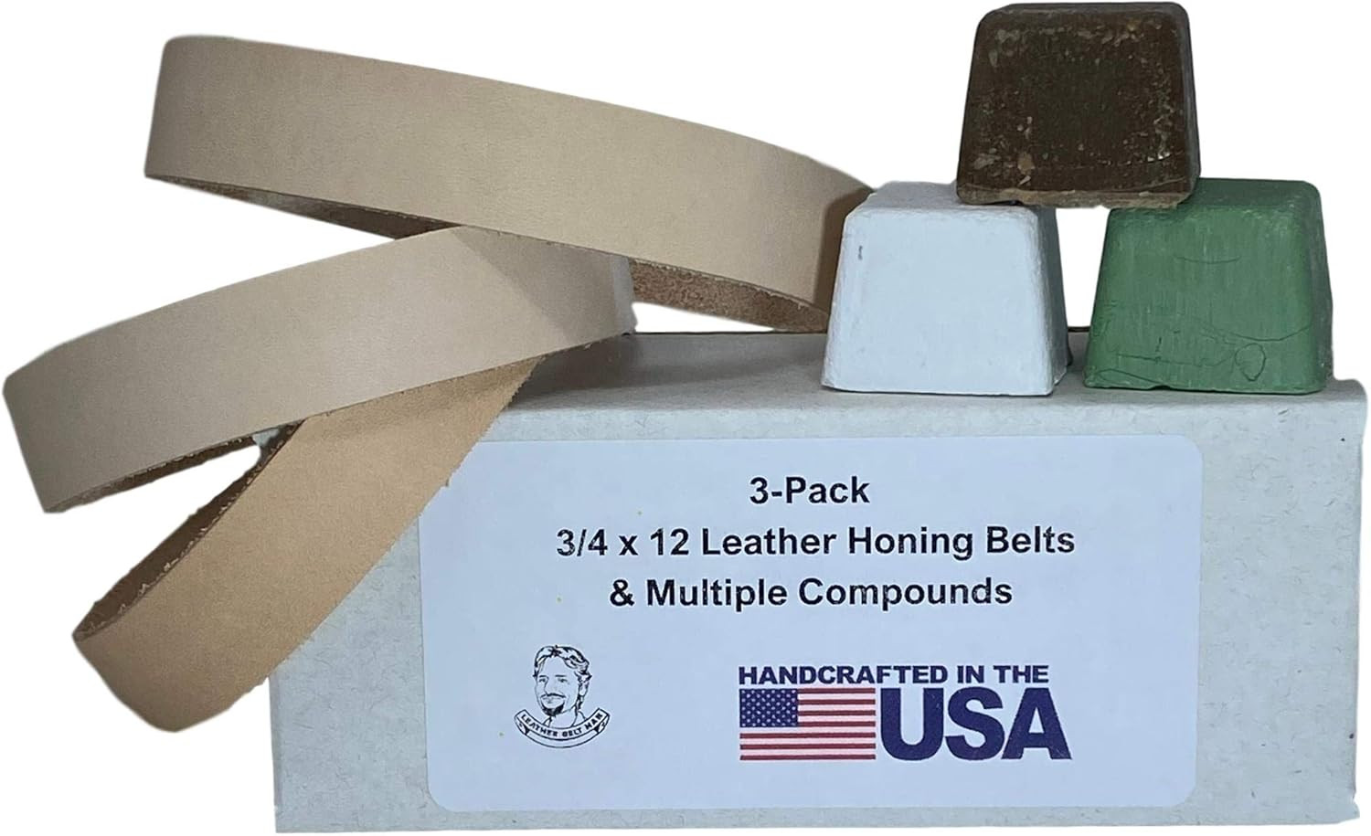 Leatherbeltman 3 Pack of 3/4″ X 12″ Leather Strop Belts Fits Ken Onion Work Shar