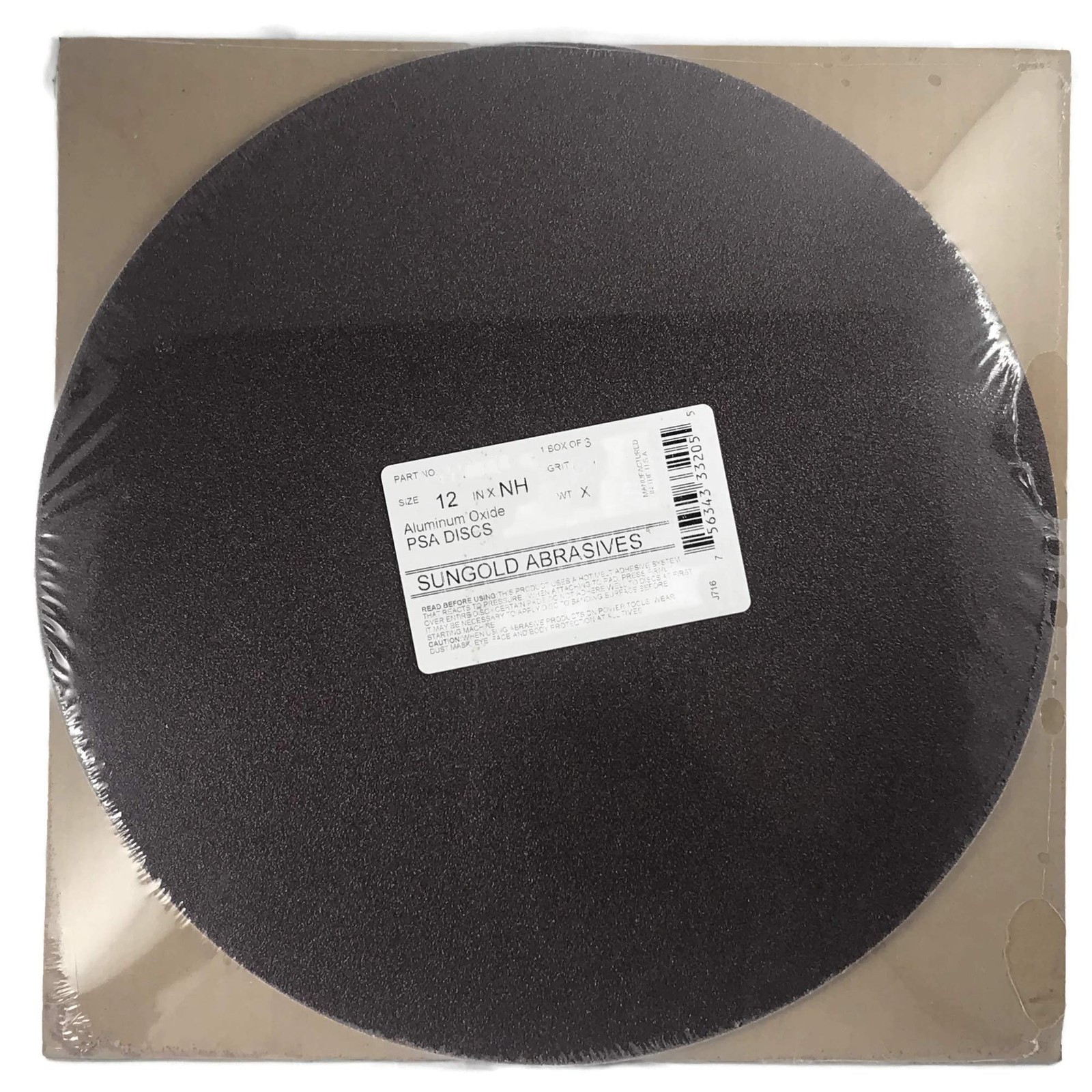 3 PCS 12 Inch 332055 60 Grit PSA StickOn Sanding Disc XWeight Cloth Tool