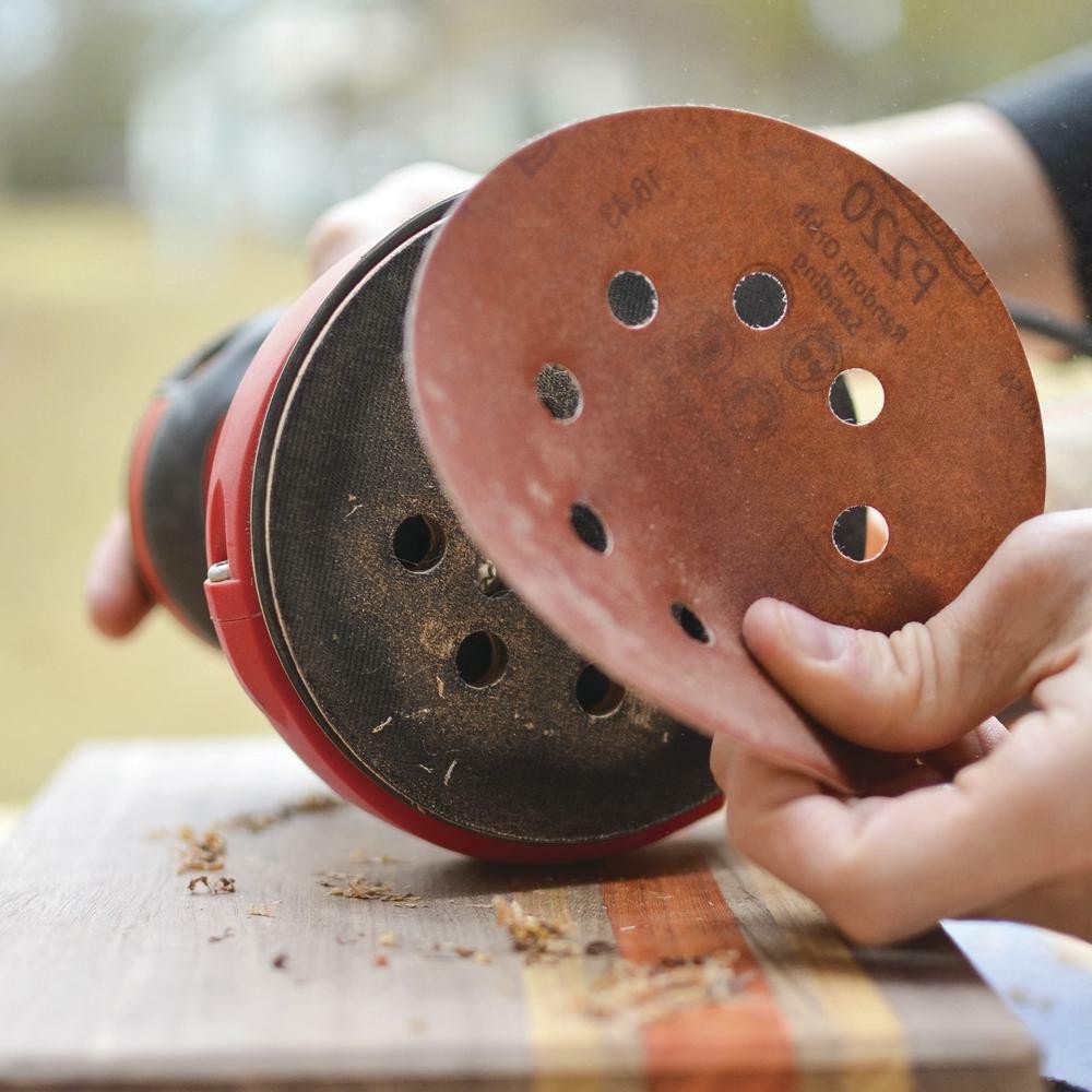 5″ 220-Grit Extra Fine 8-Hole Hook & Loop Sanding Disc Orbital Sandpaper 5 Pack