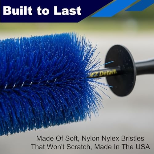 Big Wheel Brush – 18-Inch Flexible Nylon Rim & Barrel Cleaner for Cars, Blue
