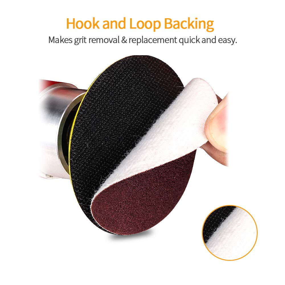 100PCS 2″ 320 Grit Sanding Discs, Hook and Loop No Hole Sandpaper | 2