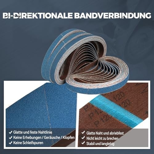 3/8 x 13 Inch Zirconia Sanding Belts, 40Pcs 10 Each of 40/60/80/120 Assorted Gri