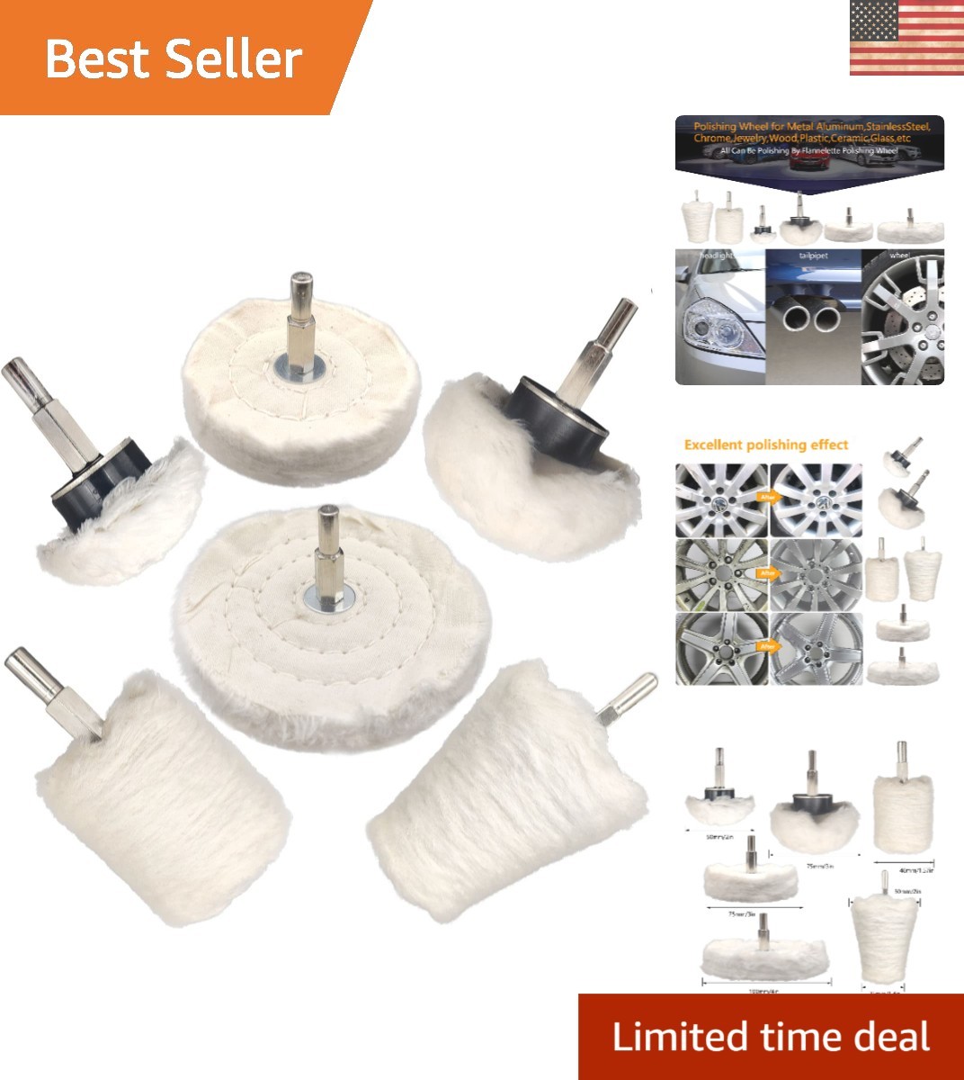 Professional Buffing Wheel Kit – 6 Cotton Polishing Wheels for Superior Finish