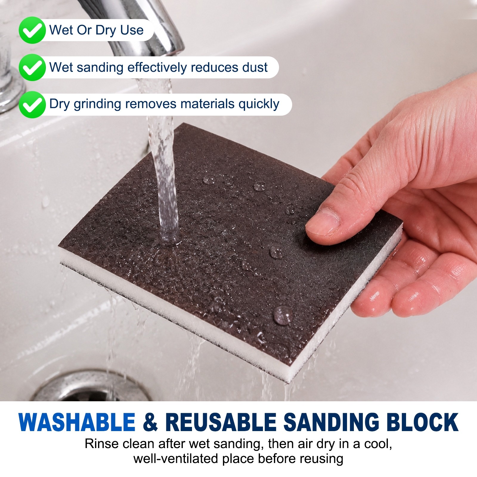10Pcs 80 Grit Double-Sided Sanding Sponges for Woodworking, White