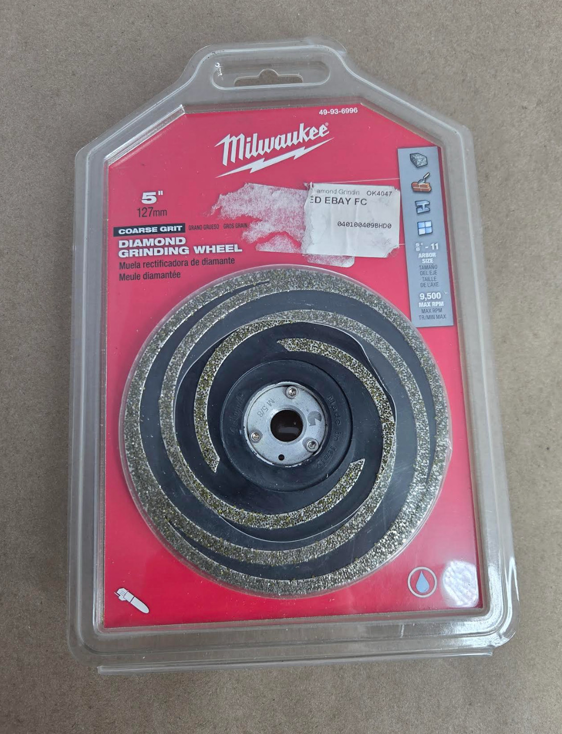 Milwaukee 49-93-6996 5″ Diamond Grinding Wheel Coarse 5/8-11 Wet Dry