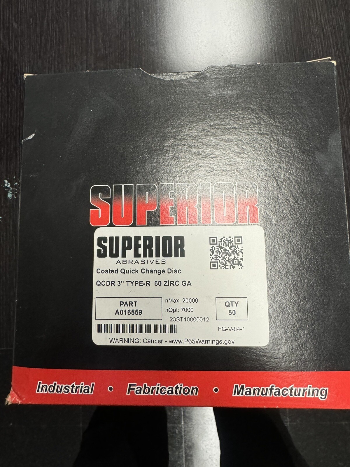 Superior Abrasives 3” 60 Grit Quick Change Sanding Disks 50 Pcs Per Box