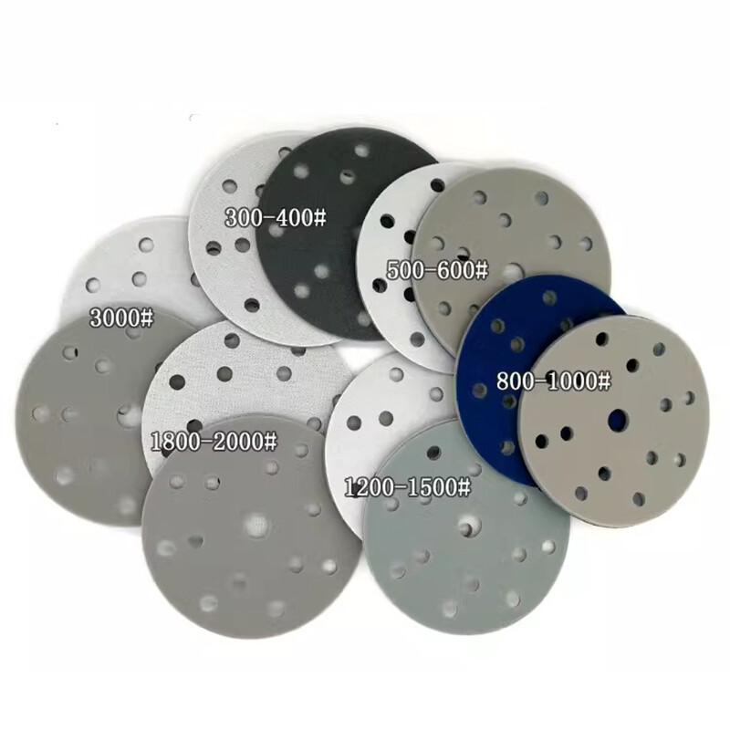 6″150mm 15Hole Dry&Wet Sandpaper Pads Hook&Loop Sponge Sanding Disc 300-3000Grit