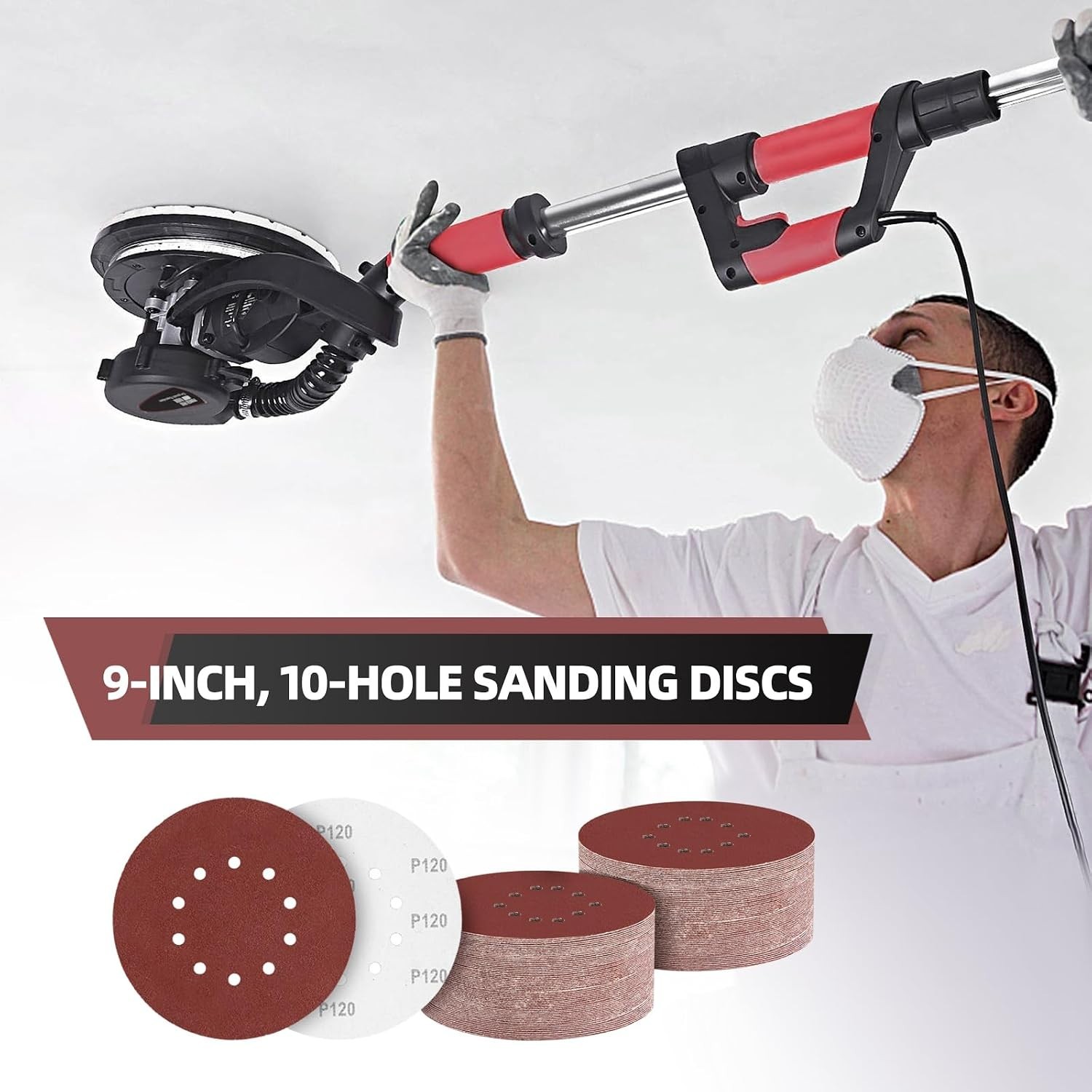 50pcs 9 inch 10 Hole Sanding Discs Set -10 Each of 60 80 120 150 240 Grits, 9…