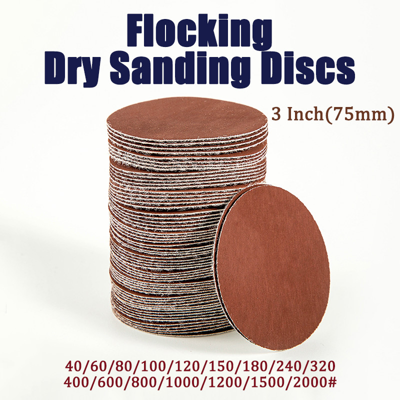 75mm-3″Inch Flocking Dry Sanding Discs Hook and Loop Sandpaper Pads Red Sand