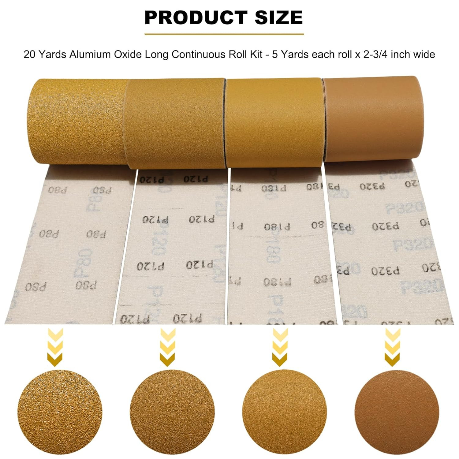 Kit de rollo de papel de lija continuo de 20 yardas y 2 3/4 pulgadas de ancho