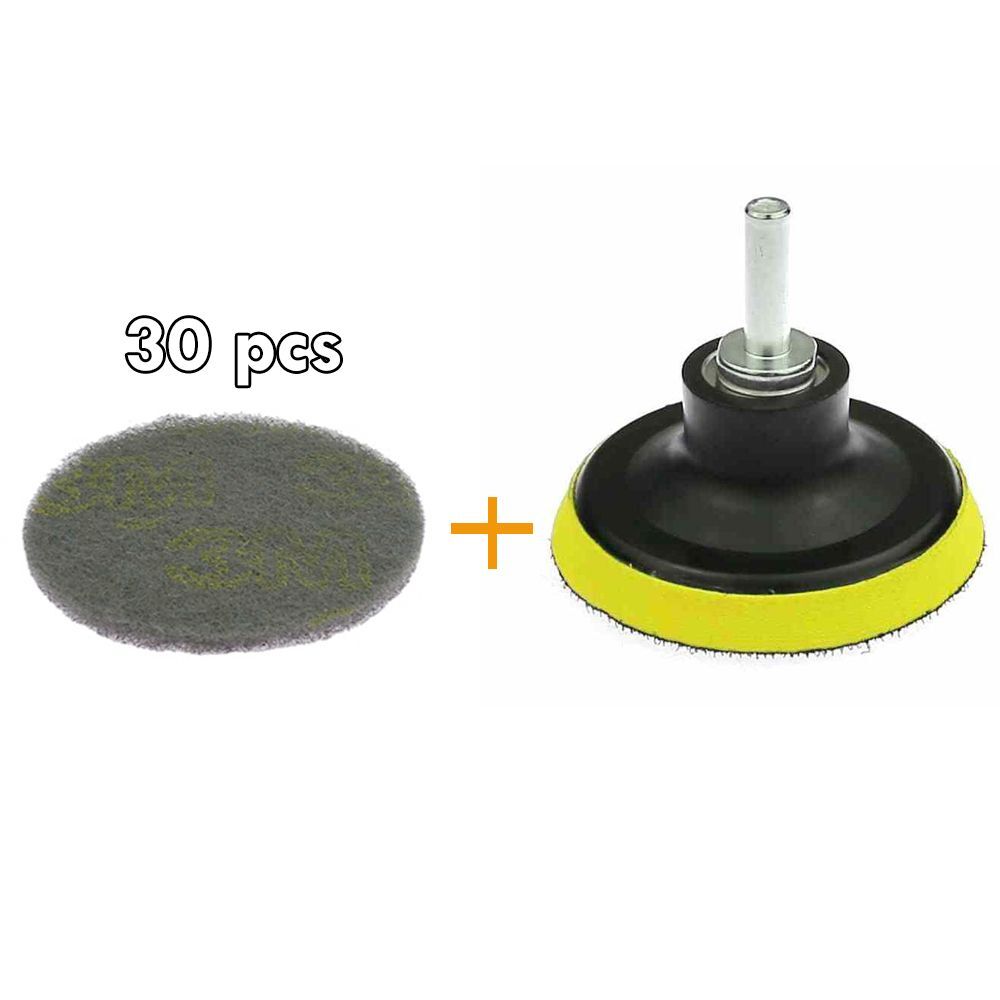 30 Pcs Drill Clean Pad Non-woven Abrasive Sanding Disc Coarse to Fine Change
