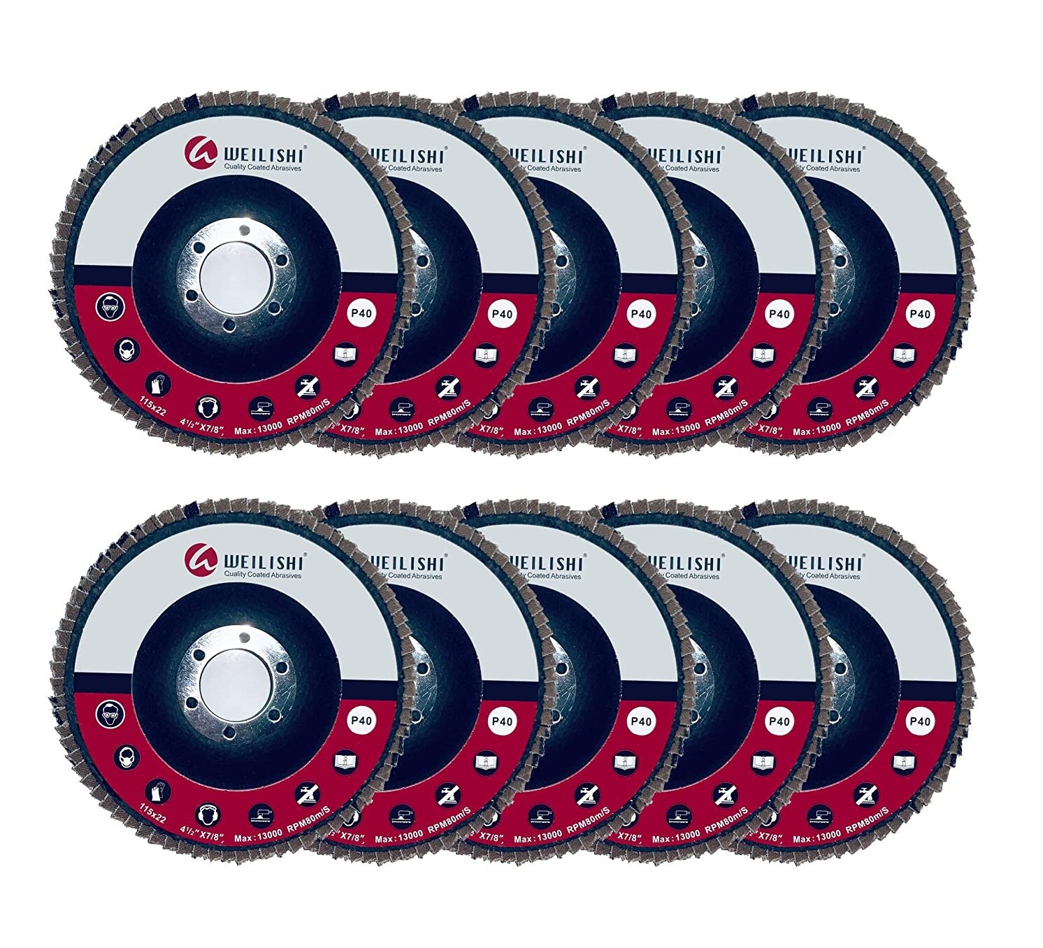 Flap Disc Grinding Wheel 5″ 60 80 Grit 4 1/2″ x 7/8″ German Weilishi