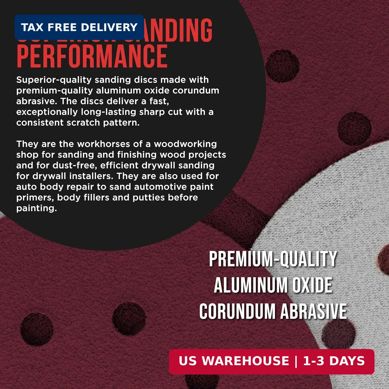 160 Pack 5 inch Sanding Discs 8-Hole Red Variety Pack Grit, Hook ,Loop Sandpaper