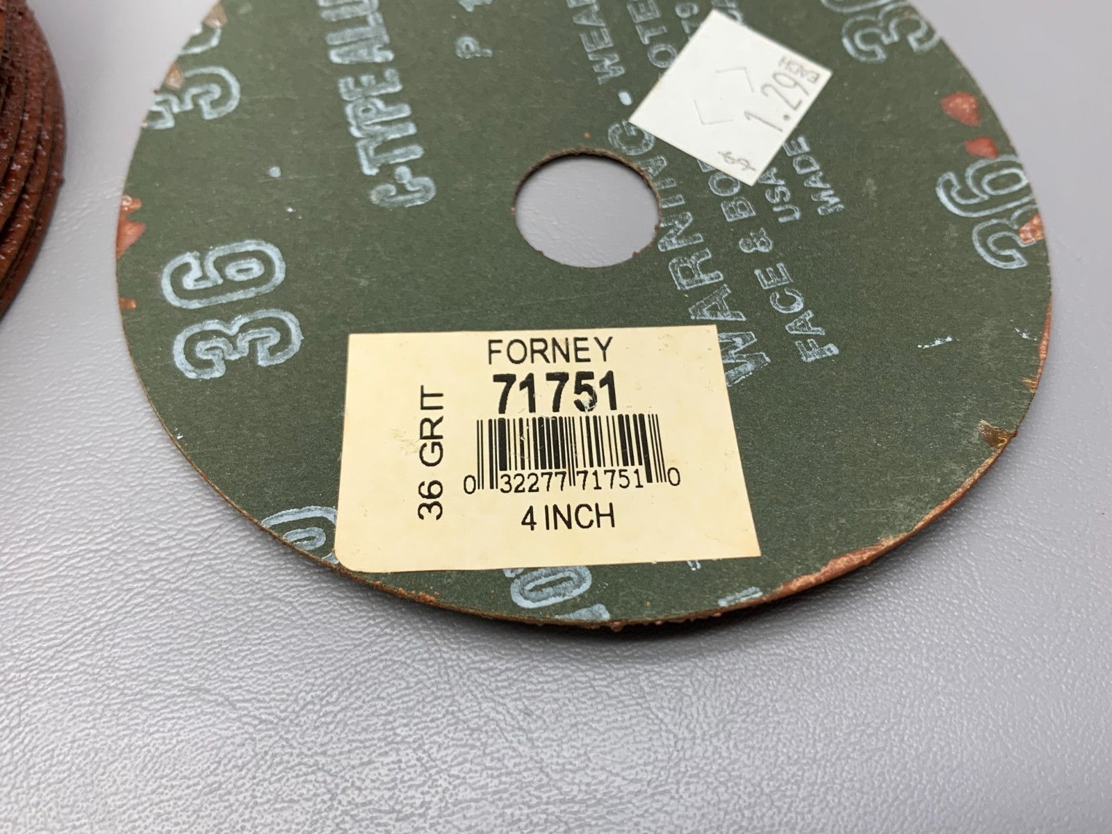 Forney 71751 4 Inch Aluminum Oxide Sanding Disc 7/8-Inch Arbor 36-Grit Lot of 20