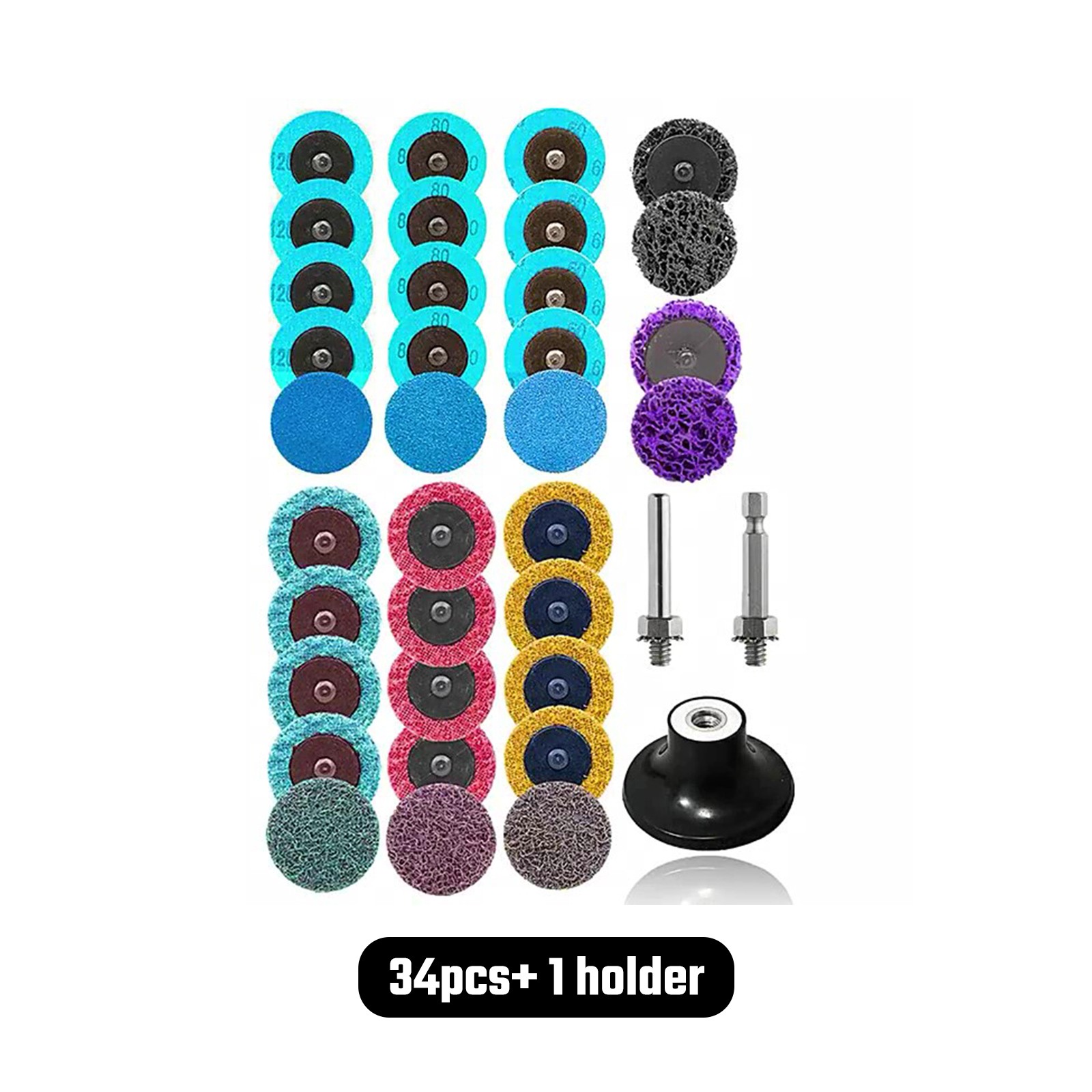 34Pcs/79Pcs Cleaning Conditioning Roll Lock Surface Polishing Sanding Discs