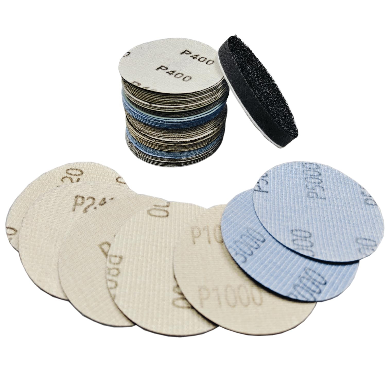 3 Inch 120～5000 Grit Wet Dry Sandpaper, Sanding Disc and Sponge Buffer Interf…