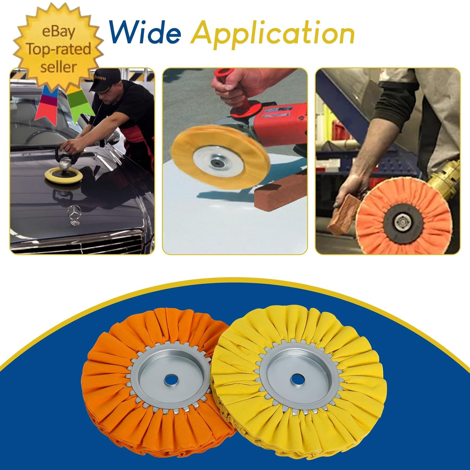 8” Airway Buffing Wheel Kit, 9 Pcs Aluminum Wheel Polishing Kit in Diameter 5/8
