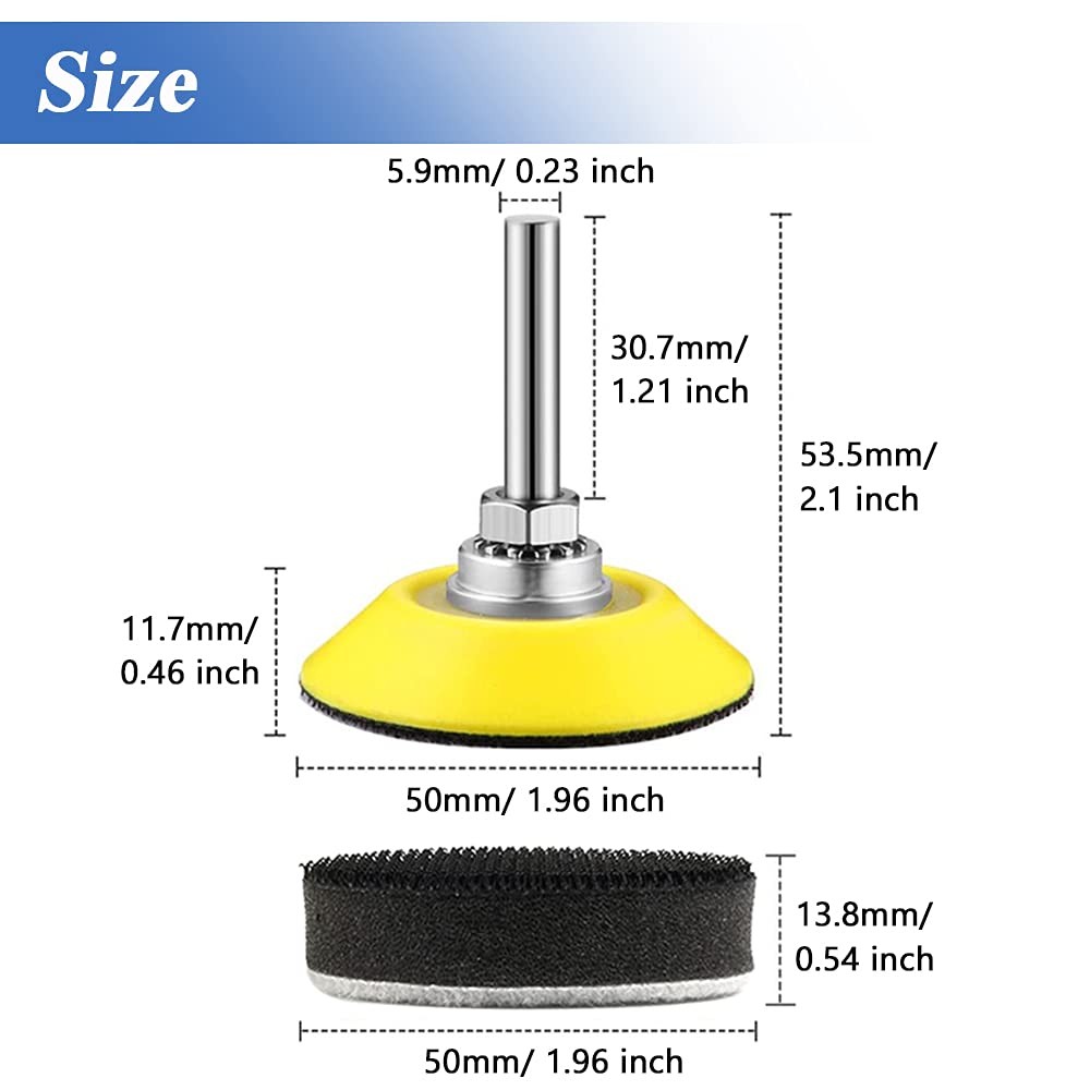 2 Inch Hook Loop Sanding Pad 1/4 Shank Foam Buffer Polishing Rotary Tool Accesso