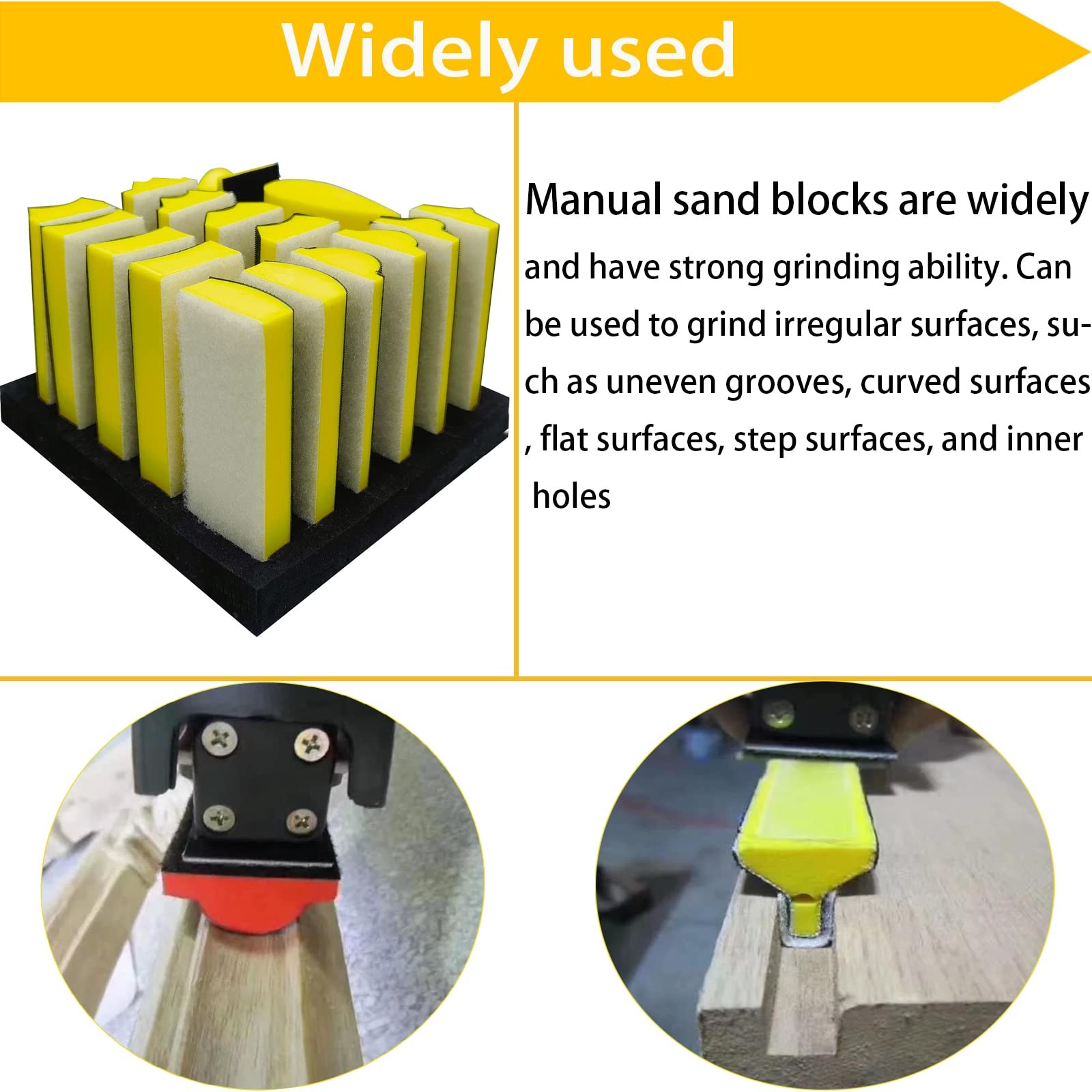 16 PCS Contoured Profile Sanding Block Set Hook and Loop Foam Material Hand