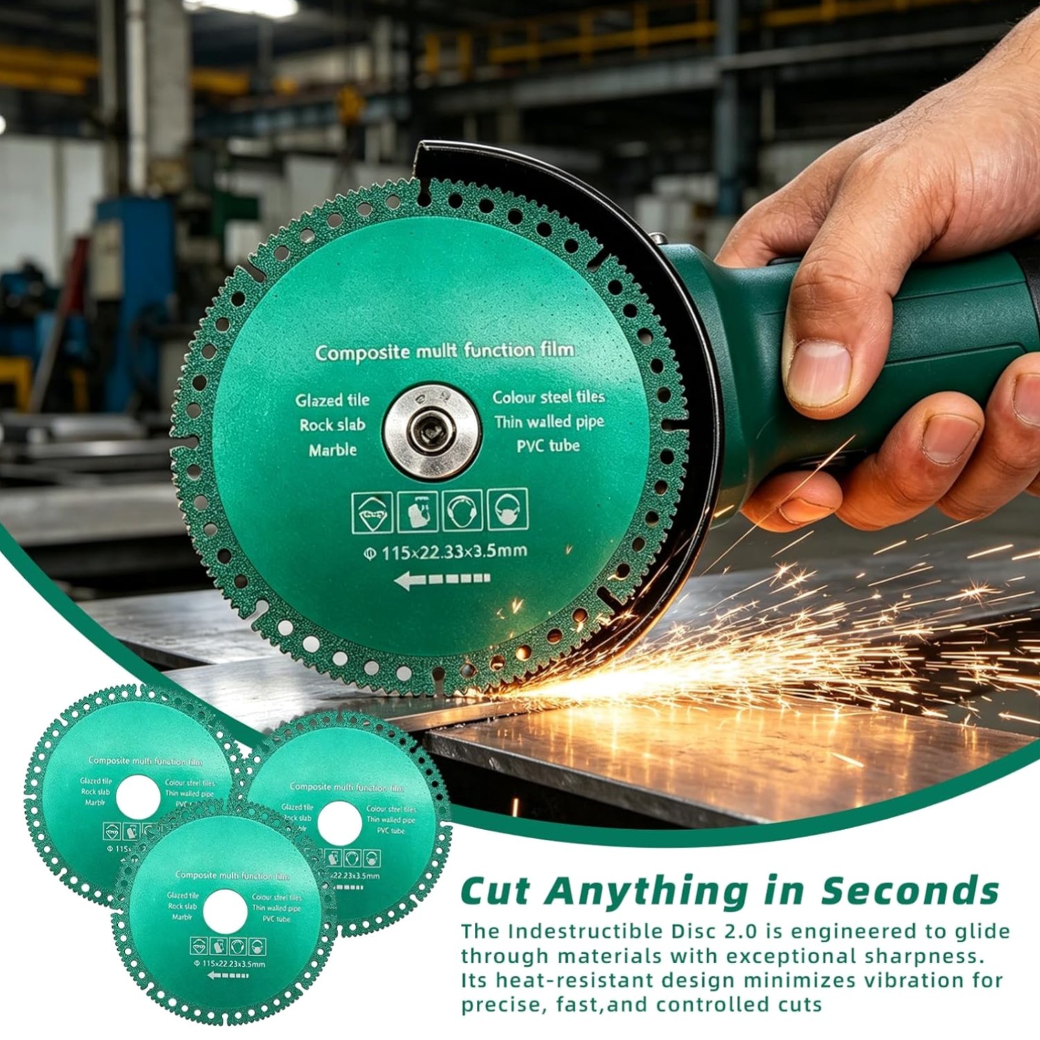 3/5/10 Pcs 4.5” Indestructible Disc for Grinder, Multipurpose Cutting & Grind…