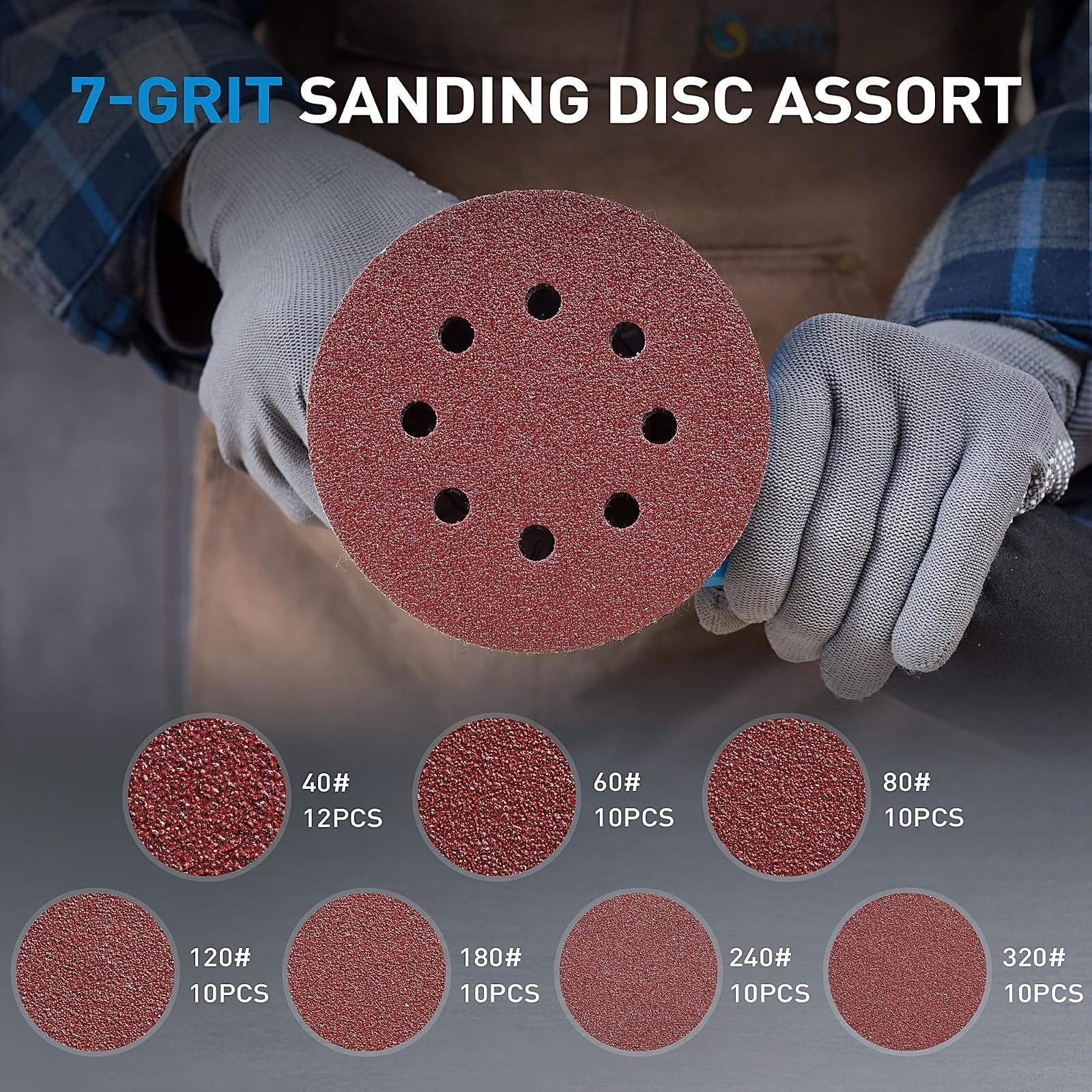 S SATC 72 PCS 5 Inch Sanding Discs for Random Orbital Sander