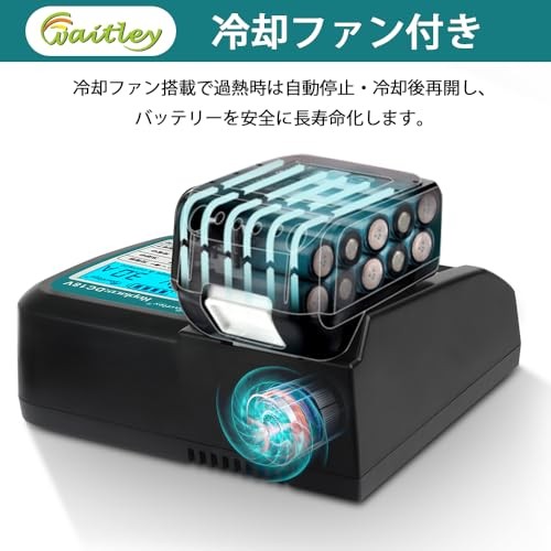 Waitley DC18V Charger Makita 14.4V/18V Compatible Charger with LCD Panel for