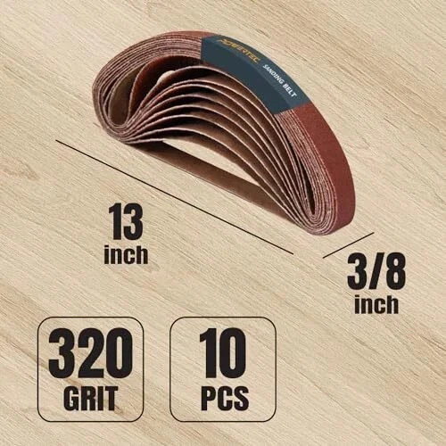 POWERTEC 1/2 x 18 Inch Sanding Belts, 50PK, 10 each of Assorted Sizes