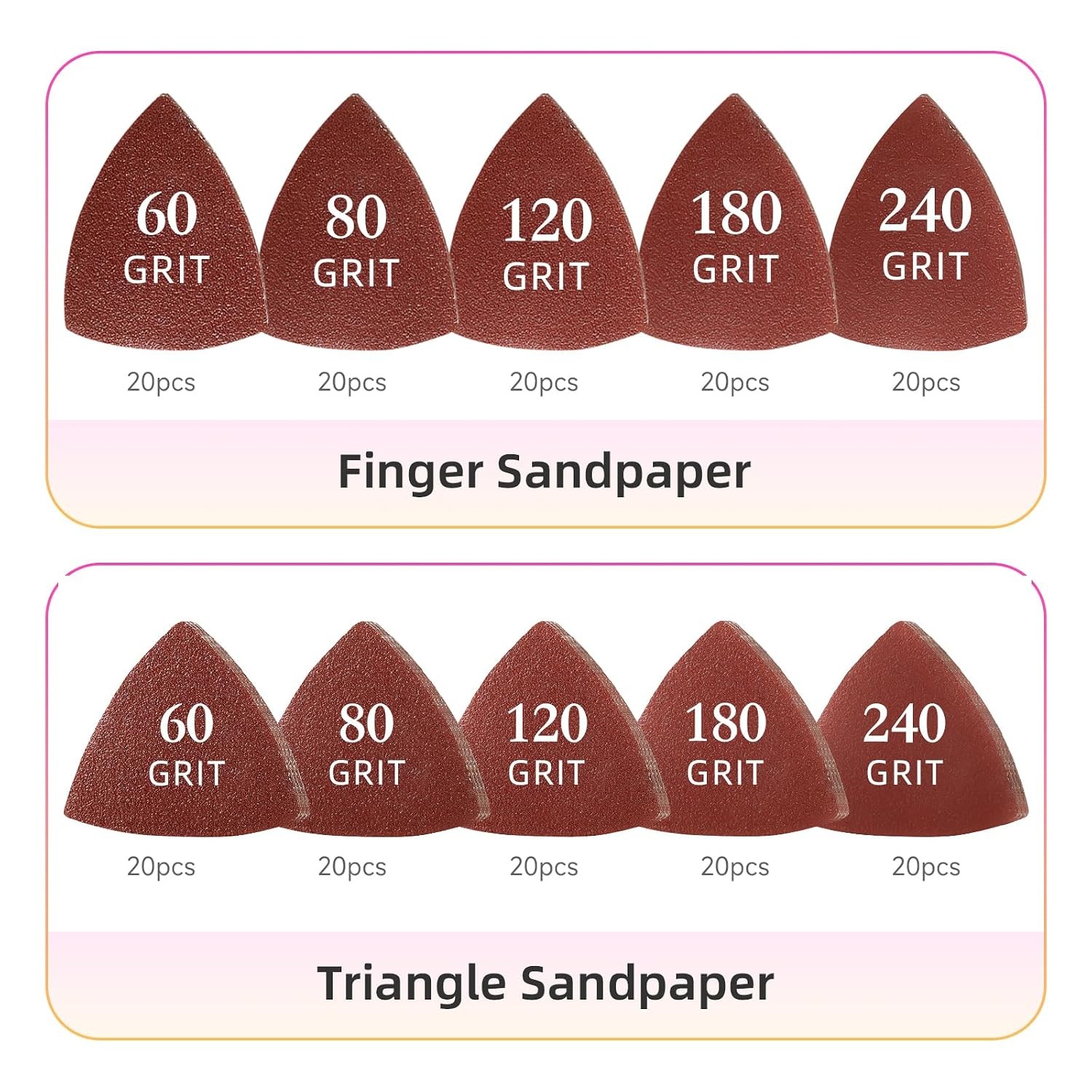 206Pcs Oscillating Tool Detail Sanding Pads Kit 2Pcs Triangle Sanding Pads 2Pc